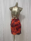 Sheath Straps Floral Travel Backless Vacation Dress Short Birthday Dress SD0060