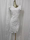 Sheath Scoop Neckline Floral Travel Backless Lace Vacation Dress Short Birthday Dress SD0061