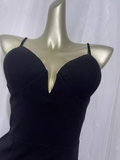 Sheath Spagetti Straps Black Long Vacation Dress Birthday Dresses SD0066