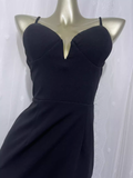 Sheath Spagetti Straps Black Long Vacation Dress Birthday Dresses SD0066