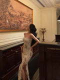 Sheath Strapless Floral Ivory Long Prom Dresses Birthday Outfits Evening Gown SD1001