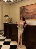 Sheath Strapless Floral Ivory Long Prom Dresses Birthday Outfits Evening Gown SD1001
