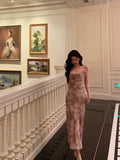 Mermaid Spaghetti Straps Floral Prom Dresses Birthday Outfits Evening Gown SD1019