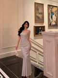 Sheath Spaghetti Straps Long Prom Dresses Birthday Outfits Evening Gown SD1020