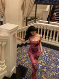 Sheath Floral Pink Prom Dresses Birthday Outfits Evening Gown SD1022