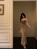 Sheath Spaghetti Straps Floral Long Prom Dresses Birthday Outfits Evening Gown SD1023