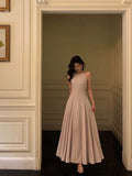 A Line Scoop Neckline Long Light Pink Prom Dresses Birthday Outfits Evening Gown SD1024