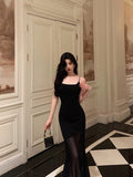 Sheath Mermaid Black Pleated Prom Dresses Birthday Outfits Evening Gown SD1029