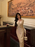 Sheath V Neckline Long Prom Dresses Birthday Outfits Evening Dress SD1037