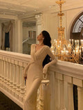 Sheath V Neckline Long Prom Dresses Birthday Outfits Evening Dress SD1037