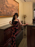 French Sheath Halter Floral Prom Dresses Birthday Outfits Evening Gown SD1041