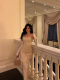 French Sheath Square Neckline White Prom Dresses Birthday Outfits Evening Gown SD1046