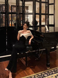 Sheath Off The Shoulder Black Prom Dresses Birthday Outfits Evening Gown SD1048