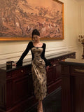 French A Line Square Neckline Velvet Black Prom Dresses Birthday Outfits Evening Gown SD1050