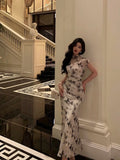 Sheath High Neckline Chiffon Prom Dresses Birthday Outfits Evening Gown SD1058