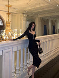 Sheath Black Prom Dresses Birthday Outfits Evening Gown SD1070