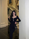 Sheath Black Prom Dresses Birthday Outfits Evening Gown SD1070