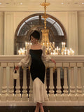 Sheath Spaghetti Straps Black Date Night Party Dress Prom Dresses Birthday Outfits SD1072