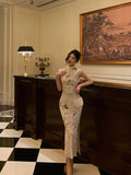 Sheath High Neckline Velvet Flora Prom Dresses Birthday Outfits Evening Gown SD1090