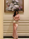 Mermaid Spaghetti Straps Pink Floral Date Night Dress Prom Dresses Birthday Outfits SD1097