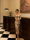 Sheath Sweetheart Floral Satin Prom Dresses Birthday Outfits Evening Gown SD1107