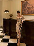 Sheath Sweetheart Floral Satin Prom Dresses Birthday Outfits Evening Gown SD1107