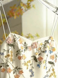 A line Spaghetti Straps Ivory Floral Satin Prom Dresses Birthday Outfits Evening Gown SD1136