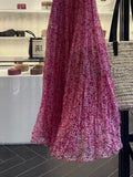 A line Straps Ruffled Hot Pink Floor Length Floral Beach Dress Women's Vacation Dresses SD1137