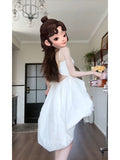 High Low Spaghetti Straps White Beach Dress Party Dress Birthday Dresses Birthday Outfits SD1213