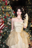 Ball Gown Strapless Champagne Party Dress Birthday Dresses Birthday Outfits SD1214