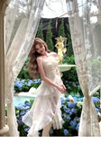 High Low Spaghetti Straps Ivory Holiday Dresses Night Dress Birthday Outfits SD1221
