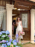 High Low Spaghetti Straps Ivory Holiday Dresses Night Dress Birthday Outfits SD1221