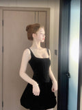 A Line Strapless Black Velvet Party Dress Birthday Dresses Birthday Outfits SD1223