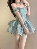 Ball Gown Spaghetti Straps Green Satin Party Dress Birthday Dresses Birthday Outfits SD1229