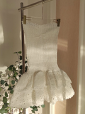 Sheath Strapless White Lace Vacation Dress Short Birthday Dresses SD122