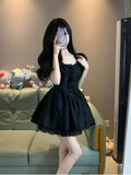 Gown Square Neckline Black Holiday Dress Birthday Dresses Birthday Outfits SD1236