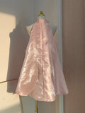 A line Halter Pink Travel Vacation Dresses Short Satin Birthday Dress SD1245