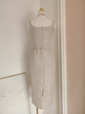 Sheath Straps Champagne Tea Length Vacation Dress Women Dresses SD124
