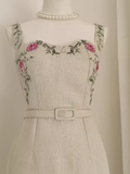 Sheath Straps Champagne Tea Length Vacation Dress Women Dresses SD124