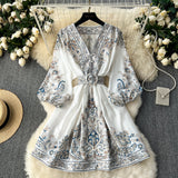 A line Long Sleeves Long Sleeves White Holiday Dresses Autumn Beach Dress SD1266