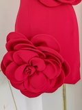 Sheath Strapless Red Satin Travel Vacation Dress Short Birthday Dress SD127