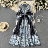 A line Long Sleeves Floral Holiday Dresses Women's Dress SD1284