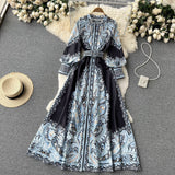 A line Long Sleeves Floral Holiday Dresses Women's Dress SD1284