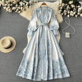 A line Long Sleeves White Floral Holiday Dresses Women's Dress SD1285 HZ0628