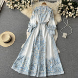 A line Long Sleeves White Floral Holiday Dresses Women's Dress SD1285 HZ0628