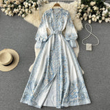 A line Long Sleeves White Floral Holiday Dresses Women's Dress SD1285 HZ0628