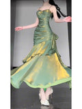 Sheath Spaghetti Straps Green Holiday Dress Birthday Dresses Birthday Outfits SD1294