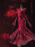 Mermaid Off The Shoulder Red Floral Holiday Dress Birthday Dresses Birthday Outfits SD1295