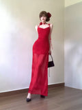 Sheath Spaghetti Straps Red Holiday Dress Birthday Dresses Birthday Outfits SD1298