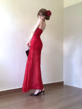 Sheath Spaghetti Straps Red Holiday Dress Birthday Dresses Birthday Outfits SD1298